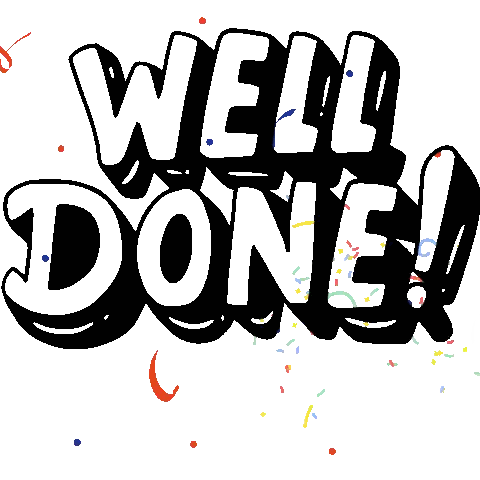 Well Done Sign With Confetti And Zupto.com Sticker