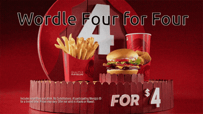 Wendy's Ad Saying Wordle Four For Four GIF
