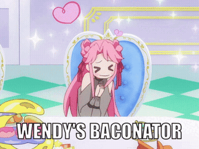 Wendy's Baconator Sign Next To Cartoon Girl GIF