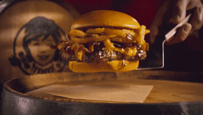 Wendy's Hamburger With Onion Rings GIF