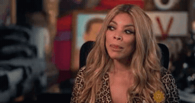Wendy Williams Sitting In Leopard Print Shirt GIF