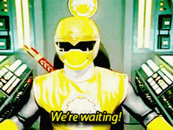 Were Waiting Power Ranger Yellow GIF