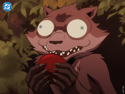Werewolf Holding Red Apple With DC Logo GIF