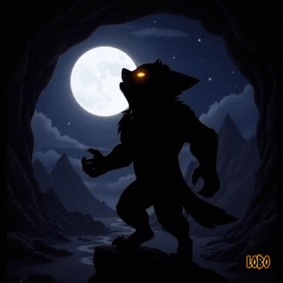 Werewolf In Front Of Full Moon GIF