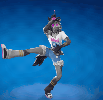 Werewolf In White Shirt Jumping With Wolves Text GIF