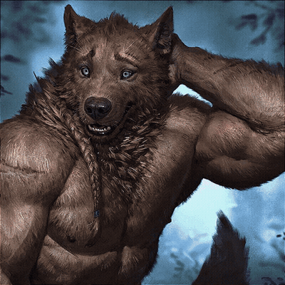 Werewolf With Blue Eyes And Braided Hair GIF