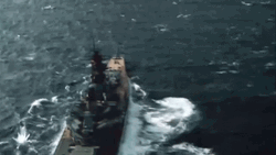 Whale Crossing The Battleship On Air GIF