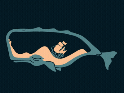 Whale With Ship In Its Mouth GIF