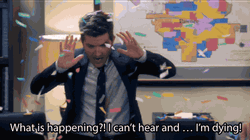 What Is Happening Adam Scott Surprised GIF