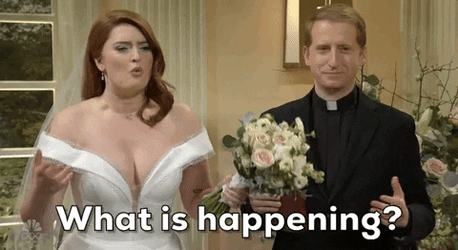 What Is Happening Bride Panicking SNL GIF