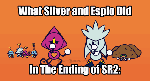 What Silver And Espio Did In The Ending Of Sr2 Written On An Orange Background GIF