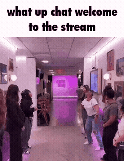 What Up Chat Welcome To The Stream People In Hallway GIF
