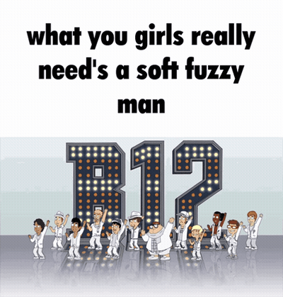 What You Girls Really Need 'S A Soft Fuzzy Man Written On A Sign GIF