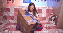Whats In The Box Shocked Girl Reaction GIF