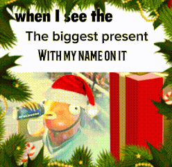 When I See The Biggest Present With My Name On It A Man In A Santa Hat Drinks From A Bottle GIF