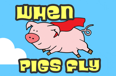 When Pigs Fly Wearing Red Cape Animation GIF