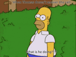 When Thomas Doesn't Answer The Call Homer Hiding GIF