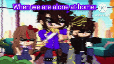 When We Are Alone At Home Is Written On A Cartoon GIF