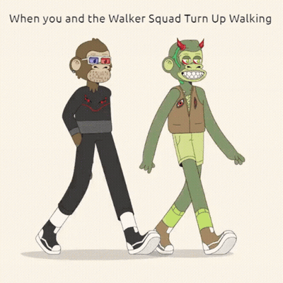 When You And The Walker Squad Turn Up Walking Shows Two Cartoon Characters GIF