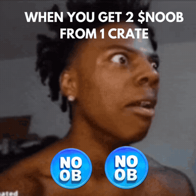 When You Get 2 $ Noob From 1 Crate Is Written Above A Man 'S Face GIF
