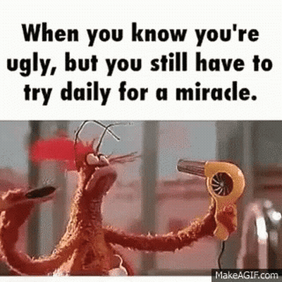 When You Know You 'Re Ugly , But You Still Have To Try Daily For A Miracle , Makeagif.com GIF