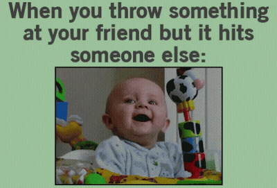 When You Throw Something At Your Friend But It Hits Someone Else .. GIF