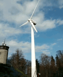 Whirling Windmill Blue Sky GIF