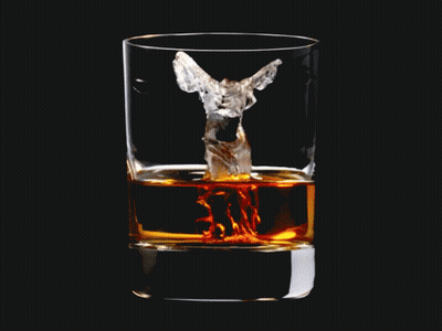 Whiskey Glass With Ice Statue GIF