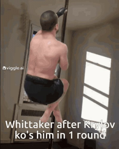 Whitaker Hanging From Pole After Krylov KO's Him GIF