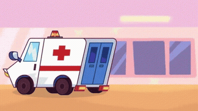 White Ambulance With Red Cross GIF