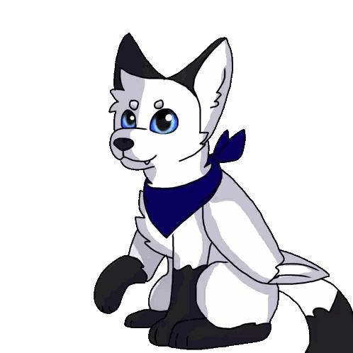 White And Black Fox Wearing Blue Scarf Sticker