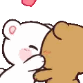 White And Brown Teddy Bears Kissing Hearts Sticker