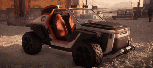 White And Orange Vehicle In Snowy Field GIF