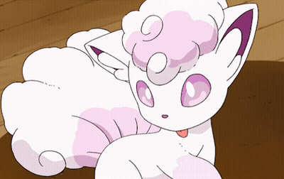 White And Pink Cartoon Cat With Purple Ears GIF