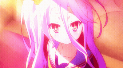 White And Purple Hair Girl Looking At Camera GIF