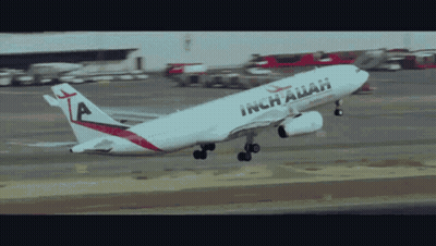 White And Red Airplane Saying Inchallah GIF