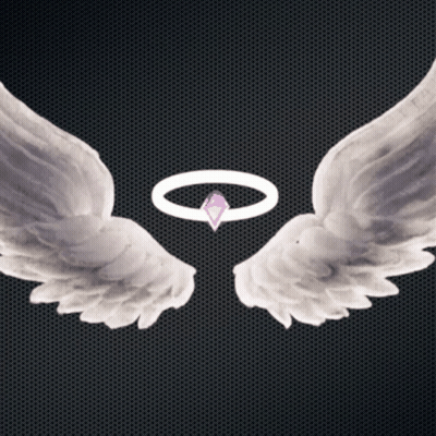White Angel Wings With Purple Diamond Center GIF