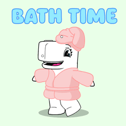 White Animal Pink Robe Bath Time GIF