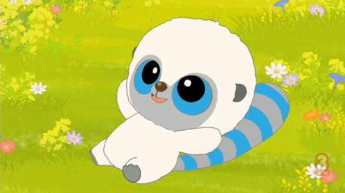 White Animal With Blue Eyes And Blue Tail GIF