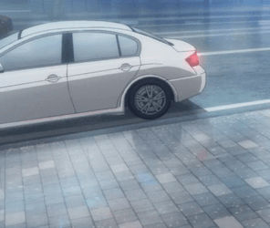 White Anime Car In The Rain GIF