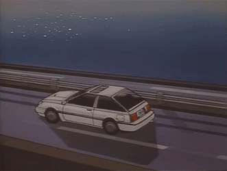 White Anime Car Running On Bridge GIF