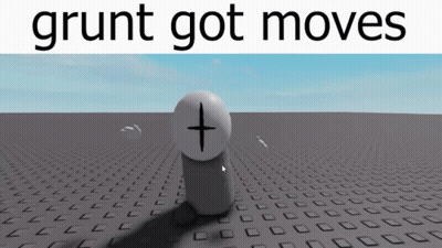White Ball With Cross Saying Grunt Got Moves GIF