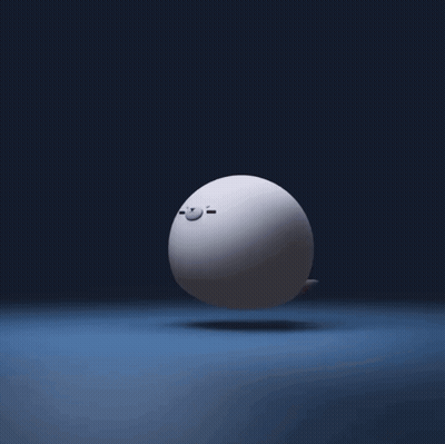 White Ball With Face On Blue Background GIF