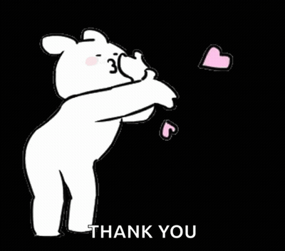 White Bear Blowing Pink Hearts Thank You GIF