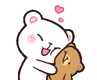 White Bear Hugging Teddy With Hearts Sticker