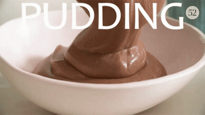 White Bowl Of Chocolate Pudding Saying Pudding GIF