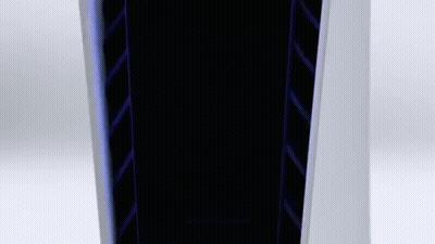 White Box With Black Border And Blue Light GIF