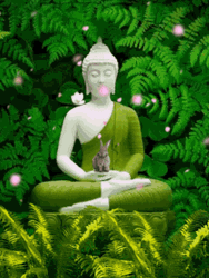 White Buddha Statue Green Nature