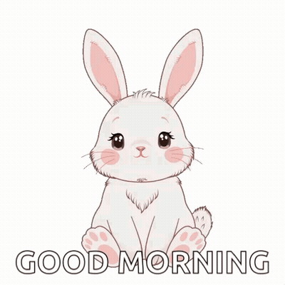 White Bunny With Pink Cheeks Saying Good Morning GIF