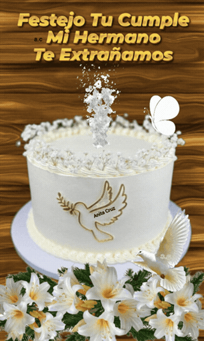 White Cake With Dove And Anita Cruz GIF